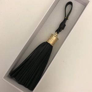 Balmain Leather Tassel Keychain w Gold Hardware
